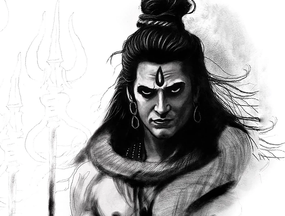 Lord Shiva charcoal drawing by Artist Siraj